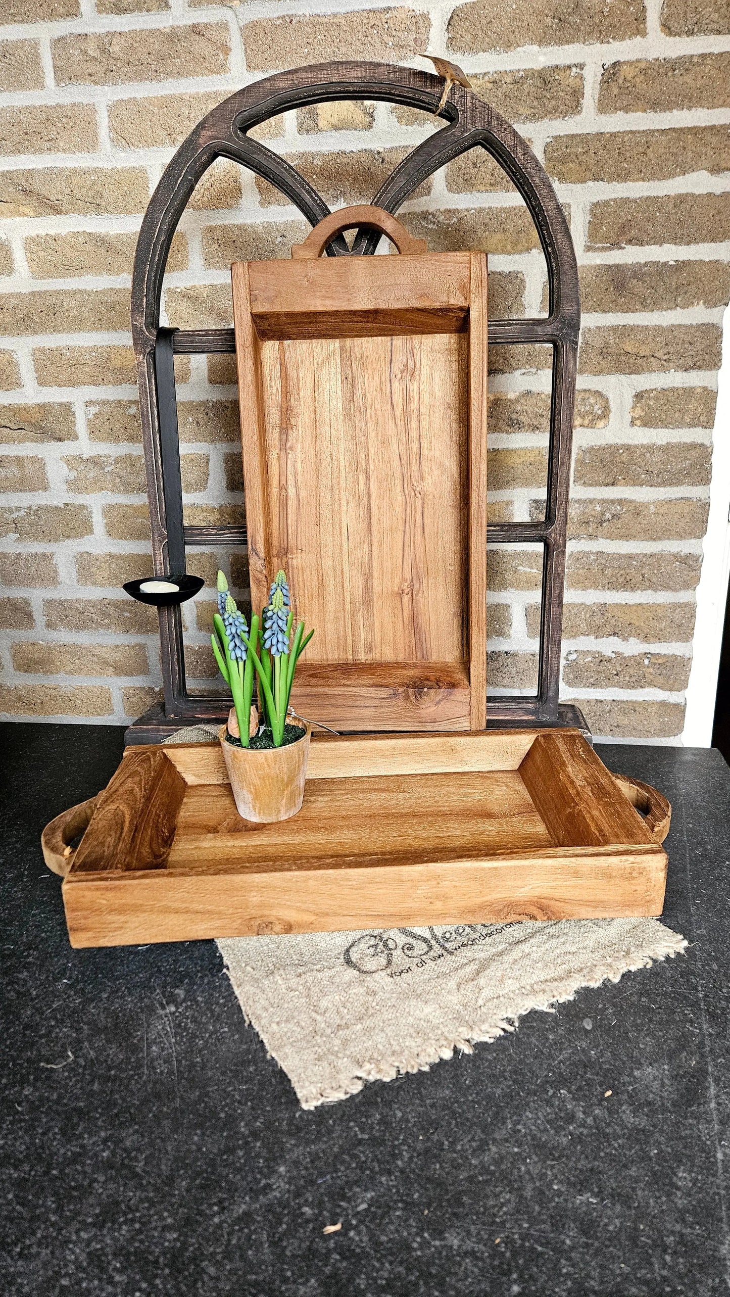 Houten dienblad M O zo sfeervol