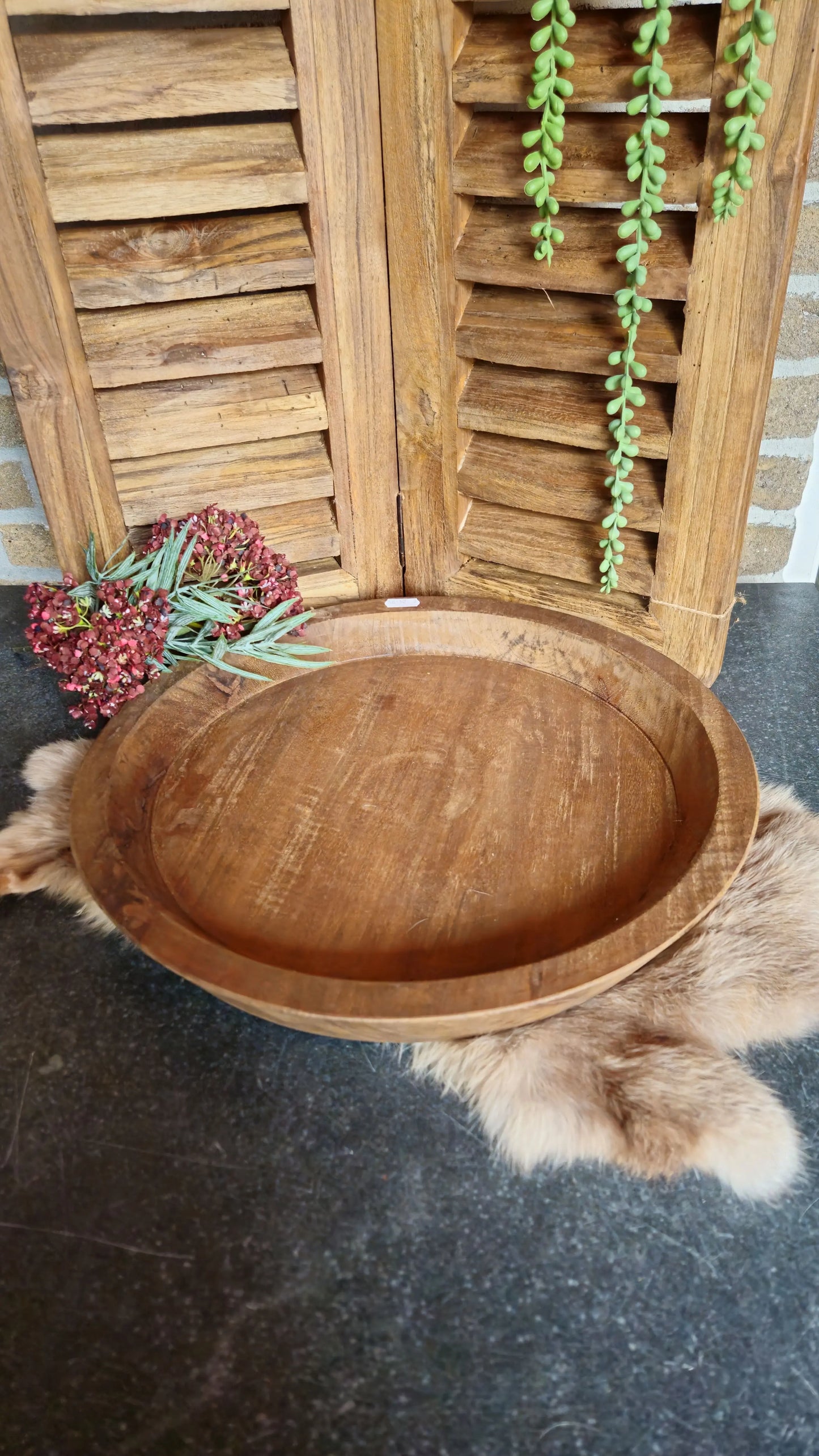 Houten ronde schaal O zo sfeervol