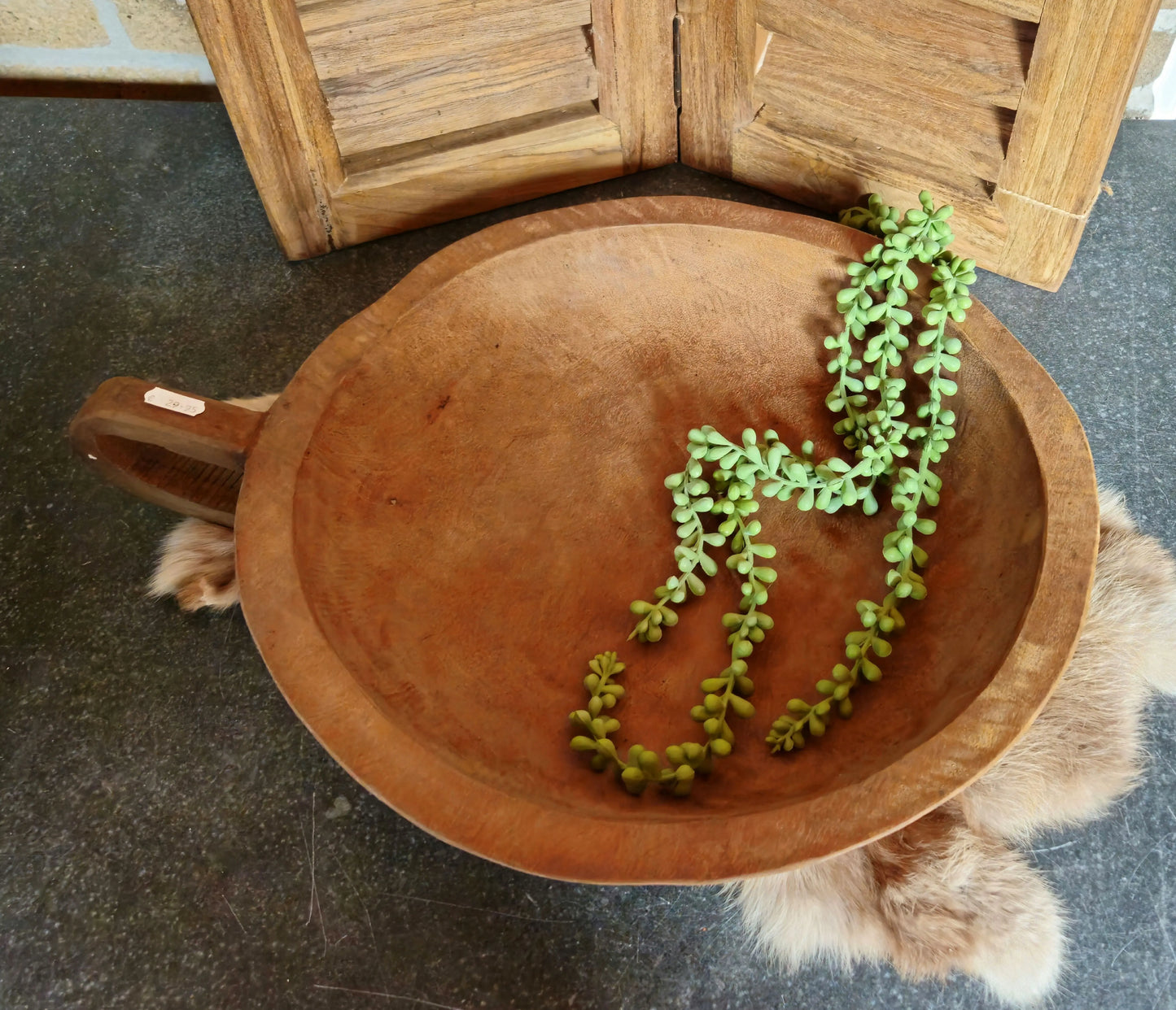 Houten schaal met handvat O zo sfeervol