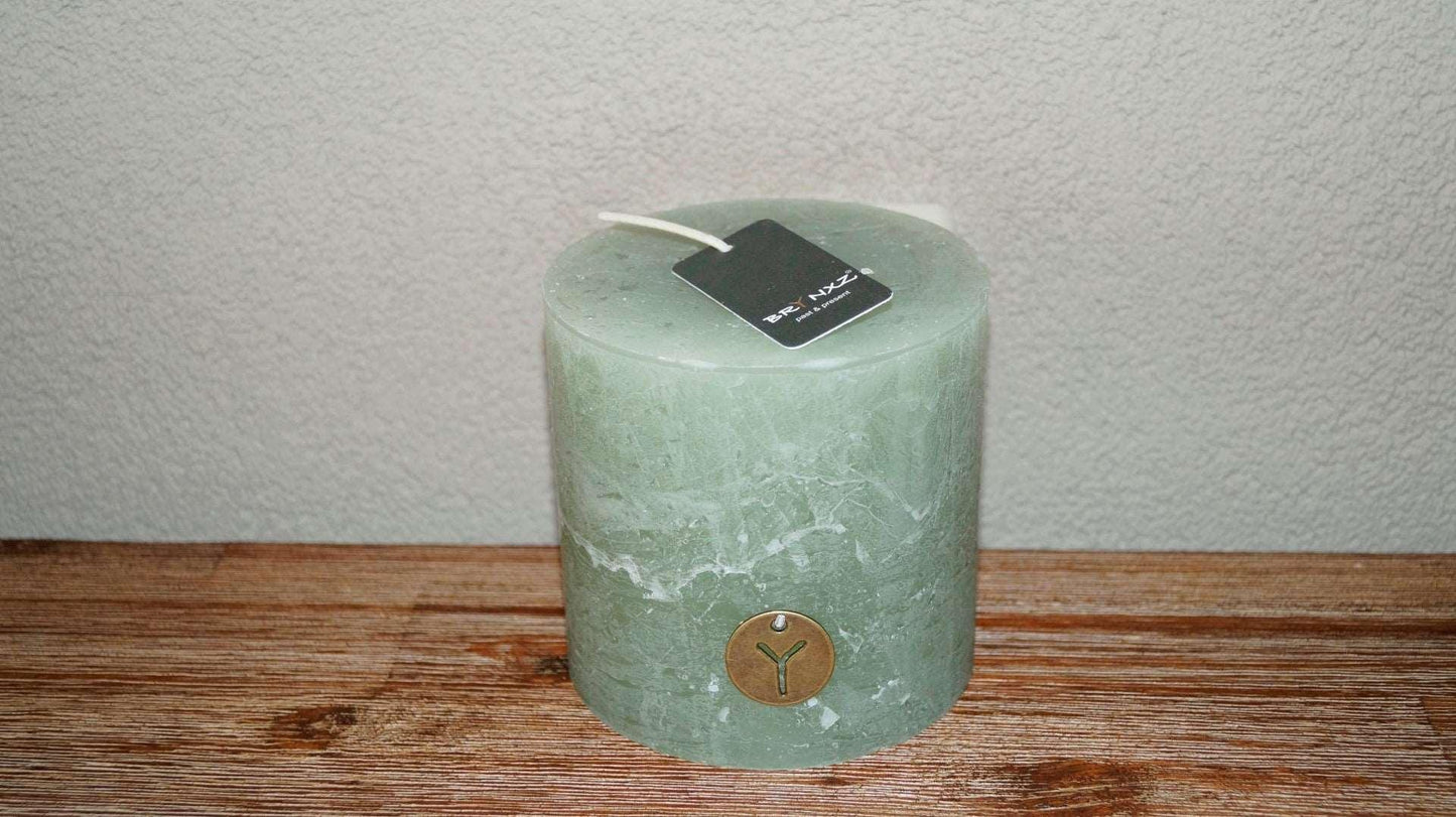 Brynxz Rustic candle sage Green 7x7 cm - Brynxz Online By O zo sfeervol