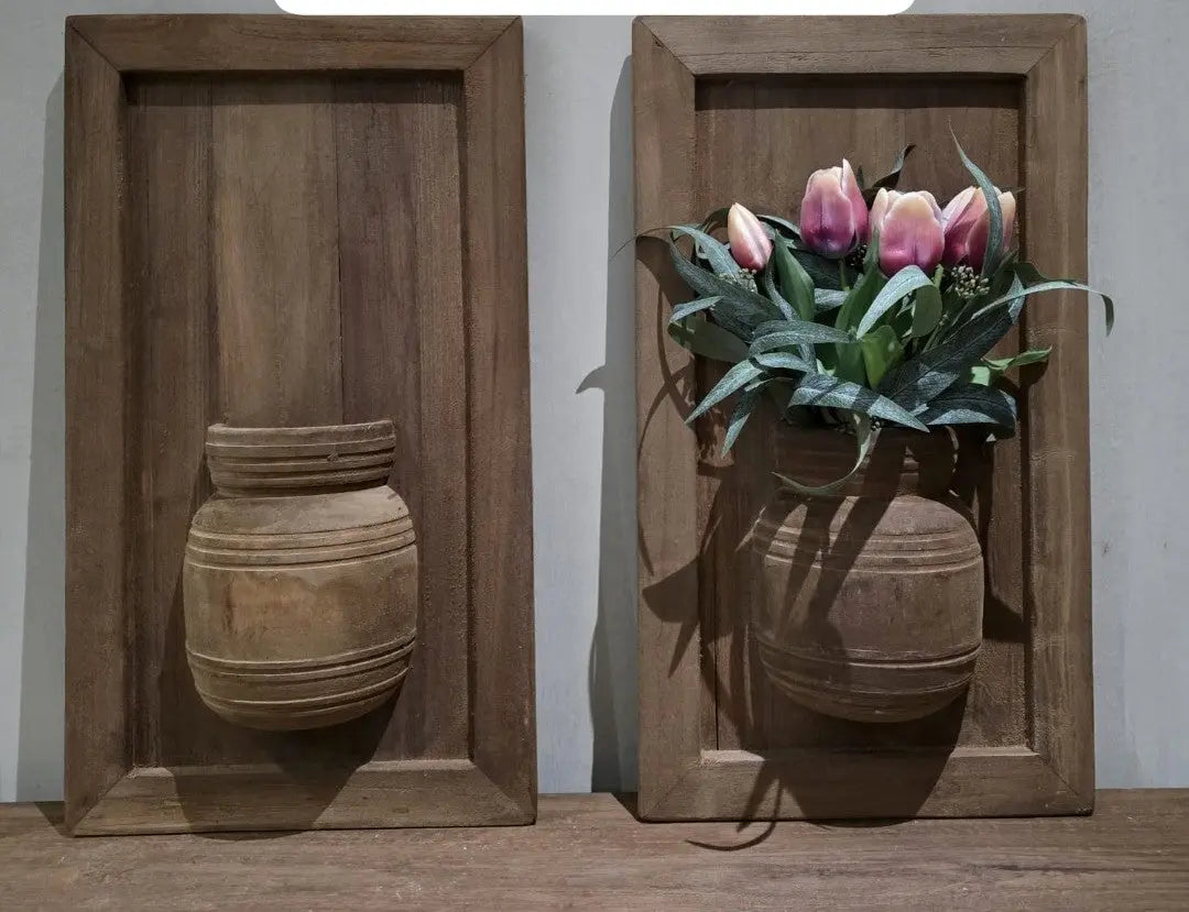 Houten wandbord met pot O zo sfeervol