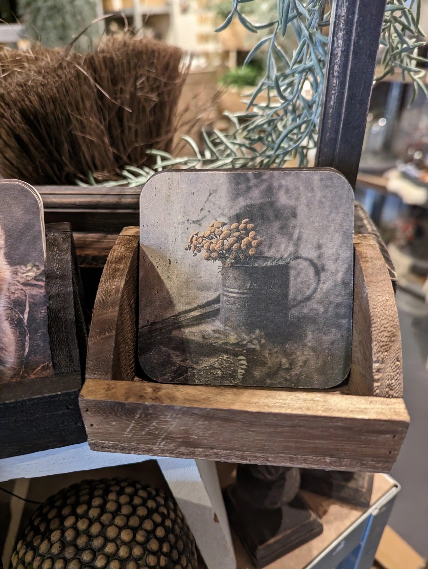 Houten bakje voor onderzetters licht - O zo sfeervol