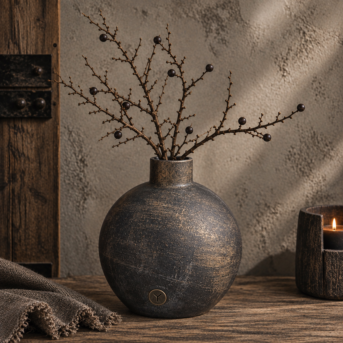 Brynxz Vase Ellipse Neck M – ovale vaas met hals Ancient Bronze