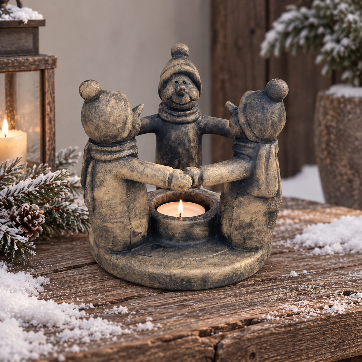 Brynxz Circle of Snowmen with Tealightcup
