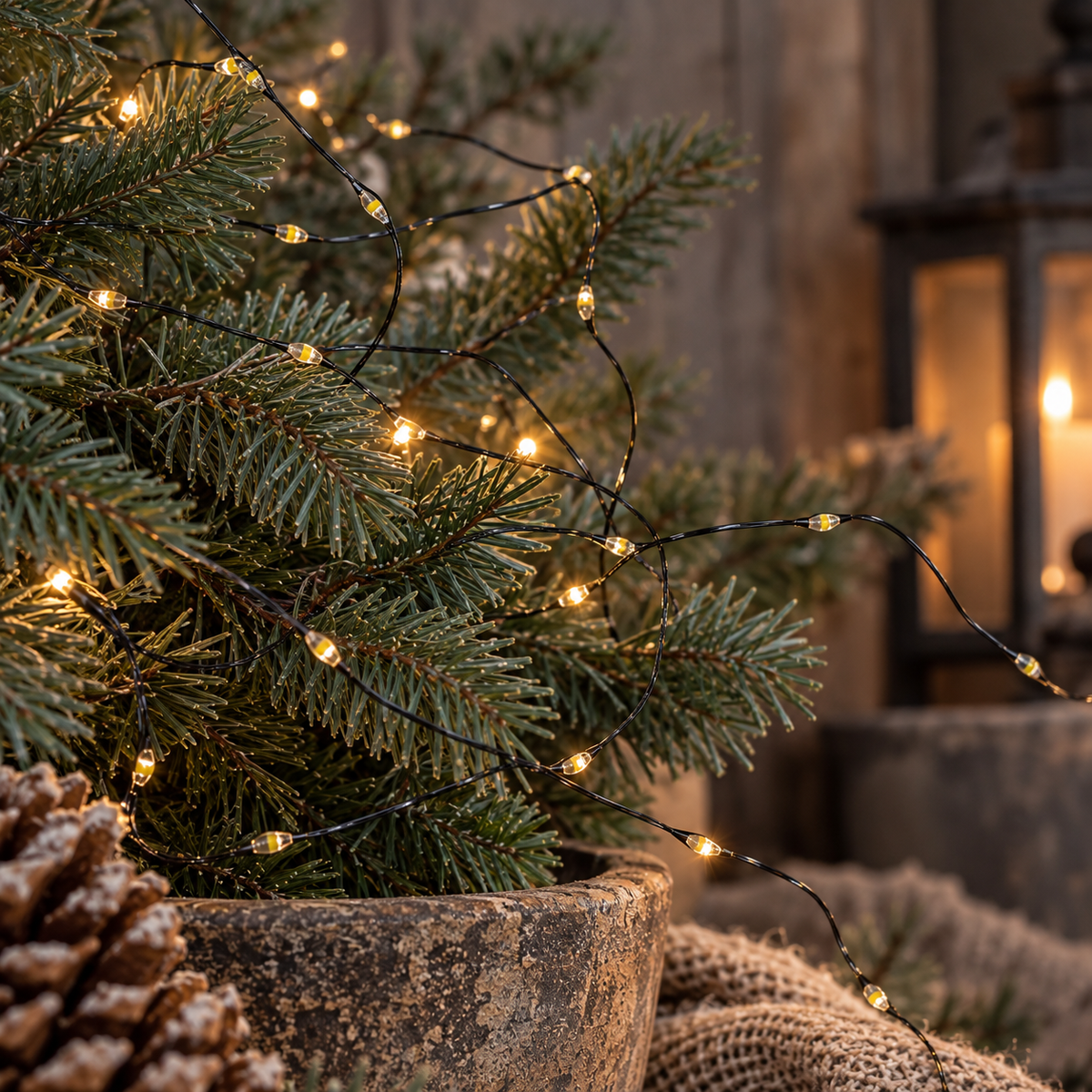 Led lichtjes op zwart draad
