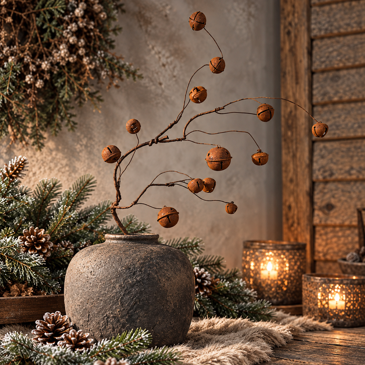 Decoratie tak met roest belletjes