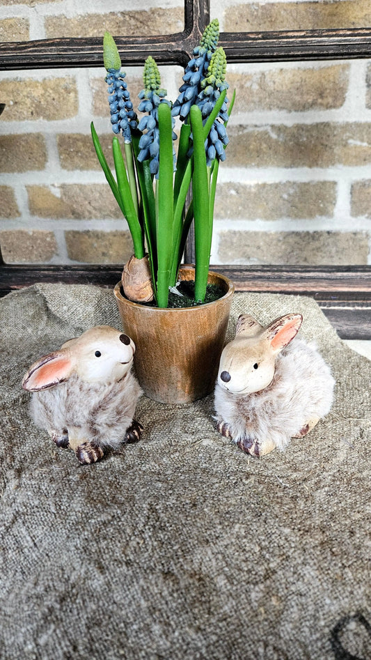 Decoratie Konijntjes met Vacht – Landelijke Keramiek Decoratie | Brynxzonline.nl