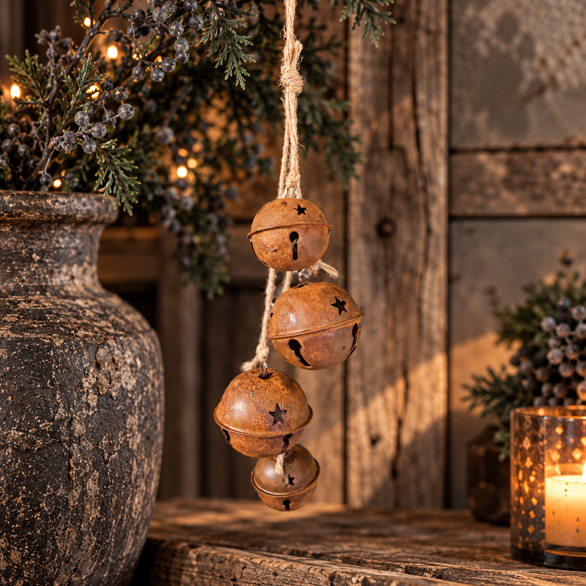 Roest bellen aan jute touw