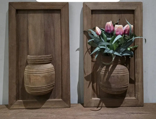 Houten wandbord met pot O zo sfeervol