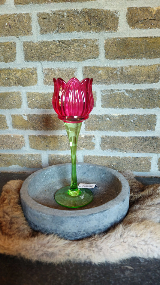 Tulpen Glaasjes Donker Roze O zo sfeervol