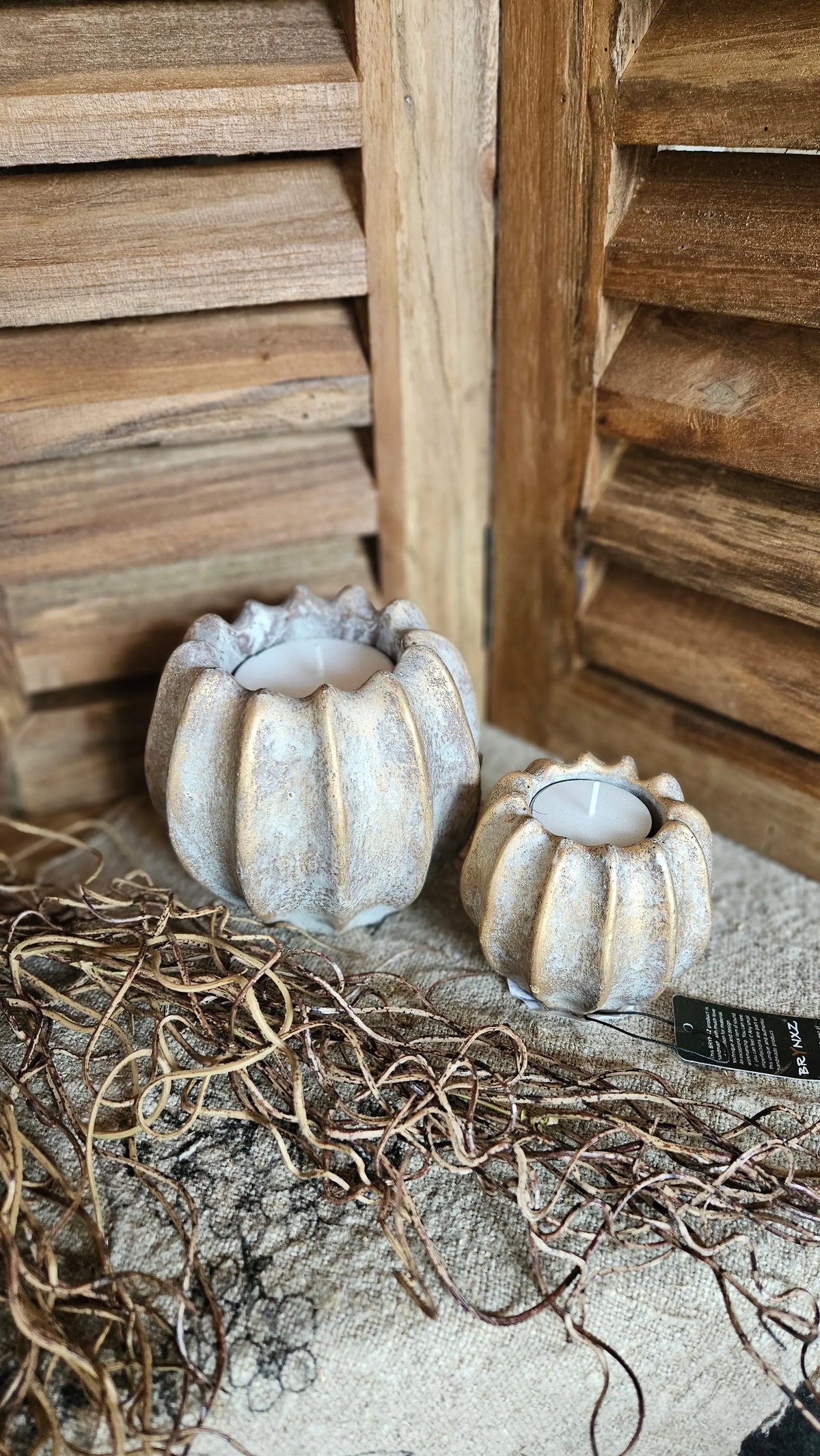 Brynxz set of 2 Tealights Pumpkin sfeerfoto – Brynxz waxinelichthouder
