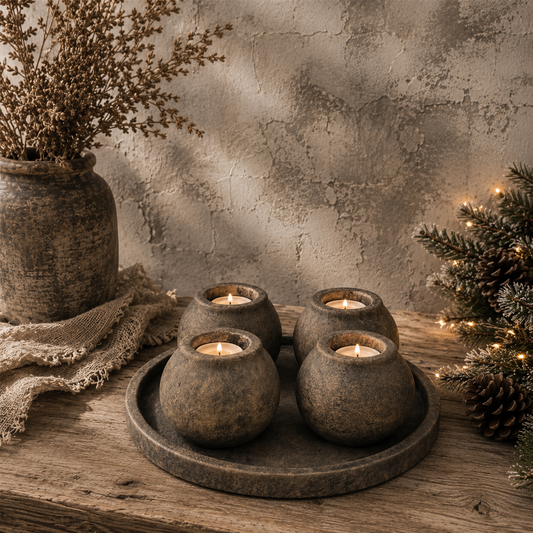 Brynxz Set of 4 Tealightcups on Plate – Brynxz waxinelichthouders op schaal | Brynxzonline.nl