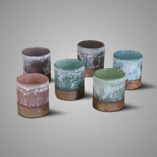 Brynxz Tealight with Woodenbase Donker Grijs S – Aardewerk Kandelaar | Brynxzonline.nl