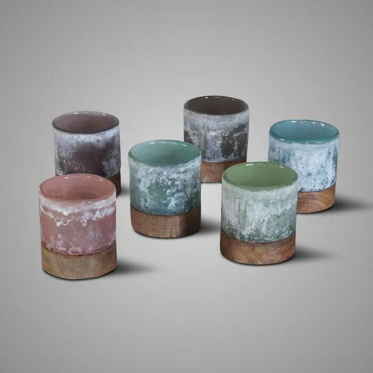 Brynxz Tealight with Woodenbase Paars S – Aardewerk Kandelaar | Brynxzonline.nl
