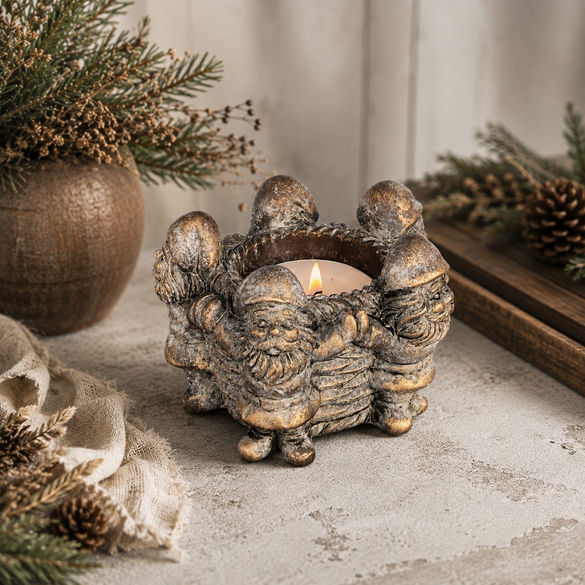 Brynxz Tealightholder Circle of Santaclauses – waxinelichthouder met kerstmannen