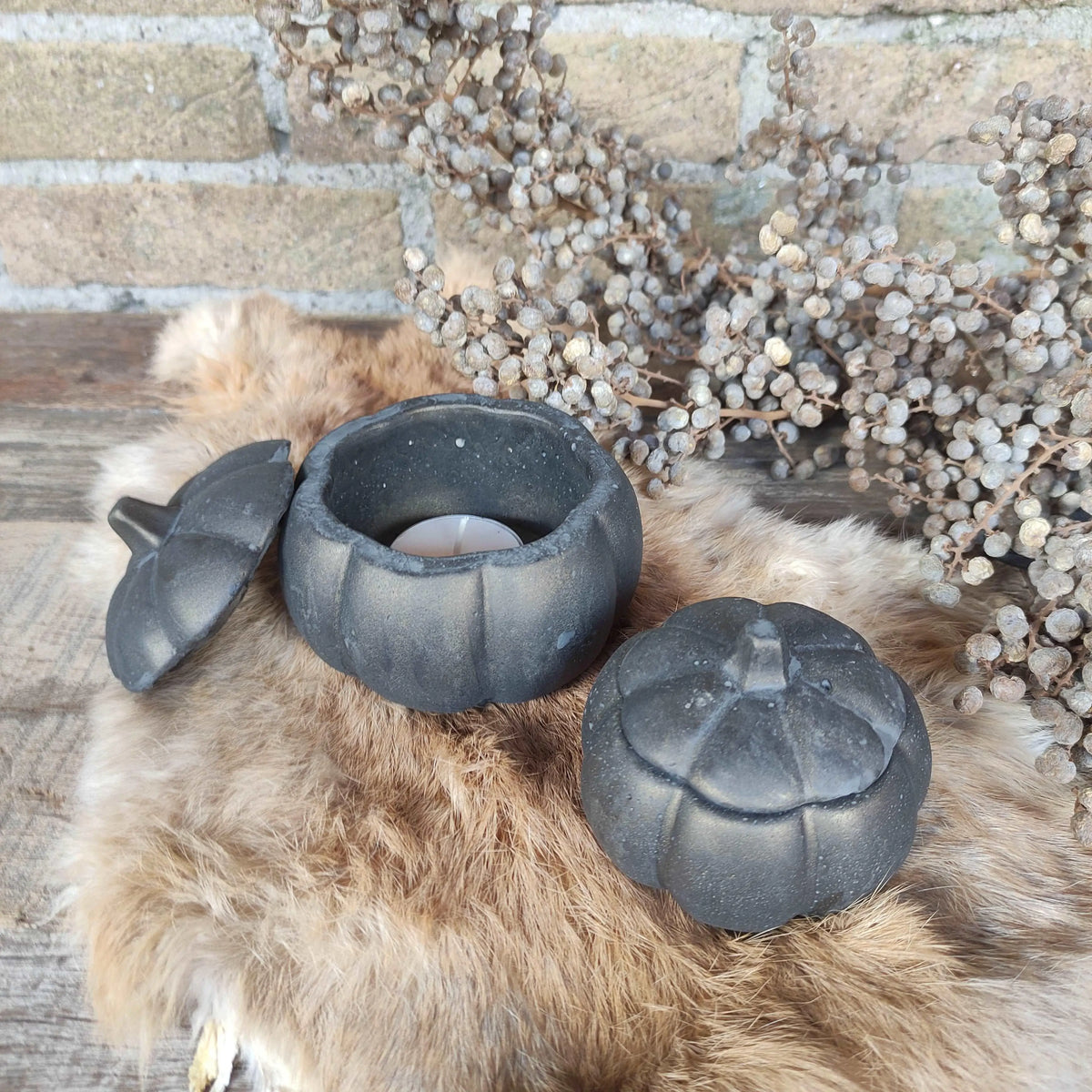 Brynxz Tealightholder Pumpkin Set van 2 – Aardewerk Kandelaar | Brynxzonline.nl