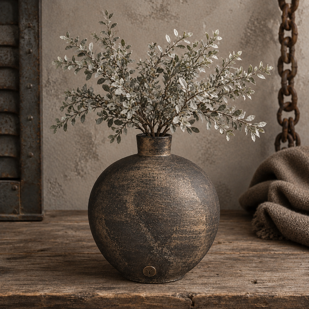 Brynxz Vase Ellipse Neck L – ovale vaas met hals Ancient Bronze