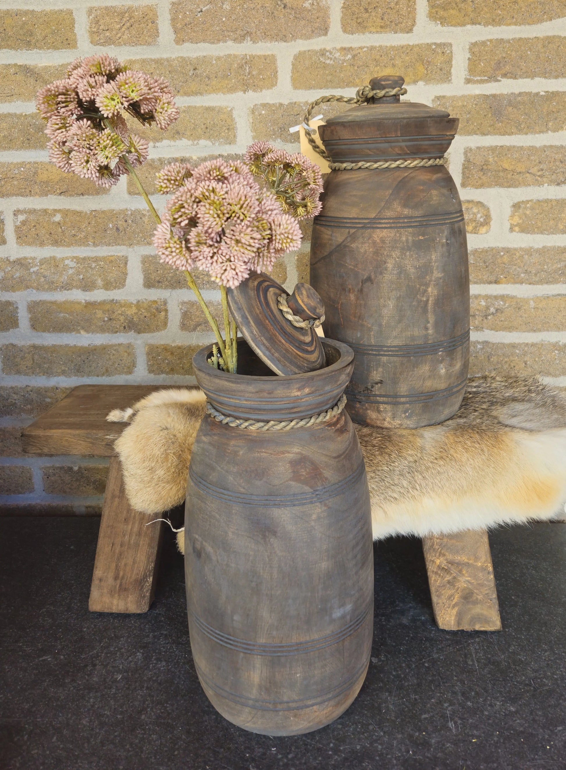 Hoge Houten Pot – houten decoratie | Brynxzonline.nl