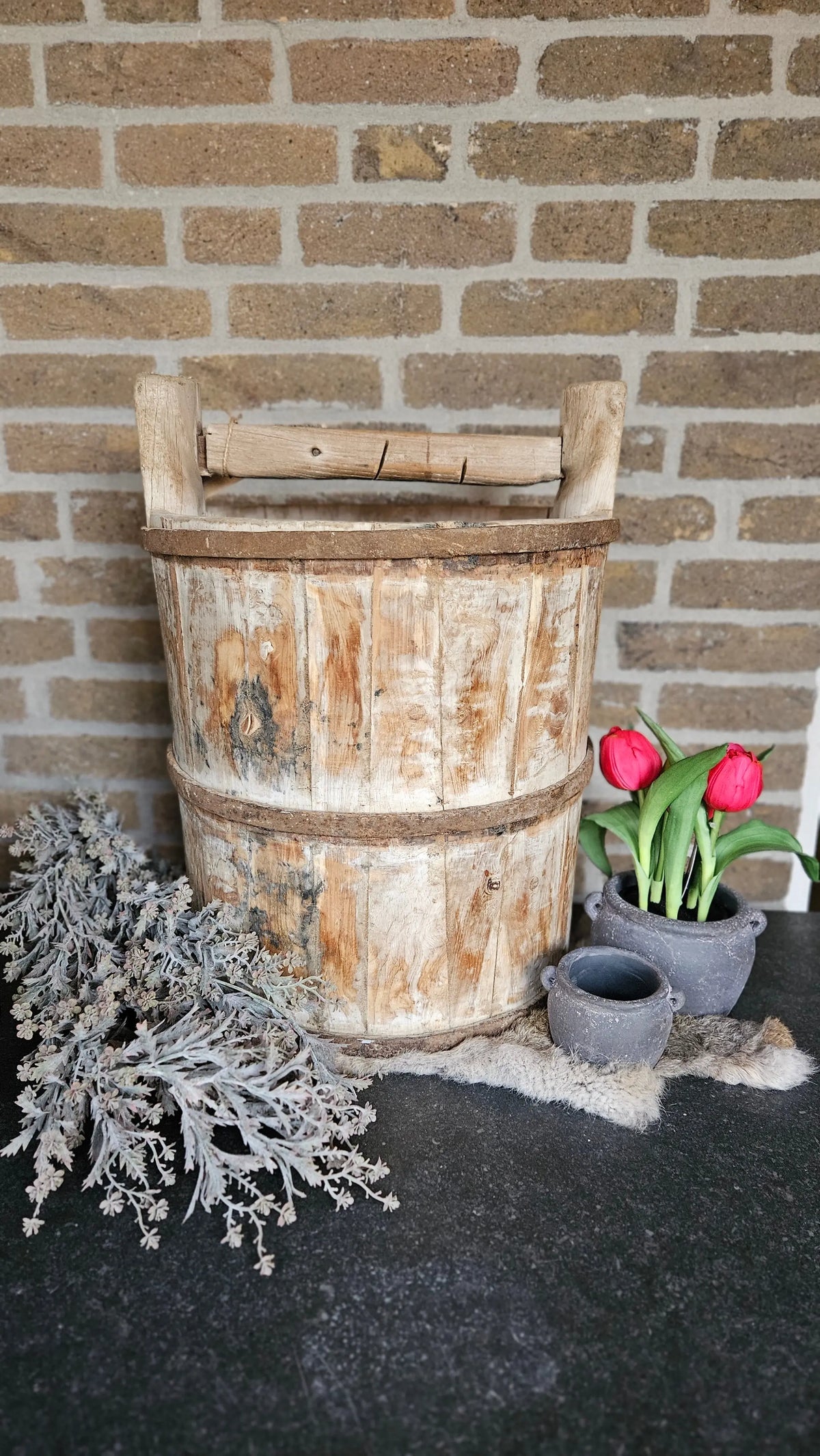 Houten emmer met handvat – houten emmer | Brynxzonline.nl