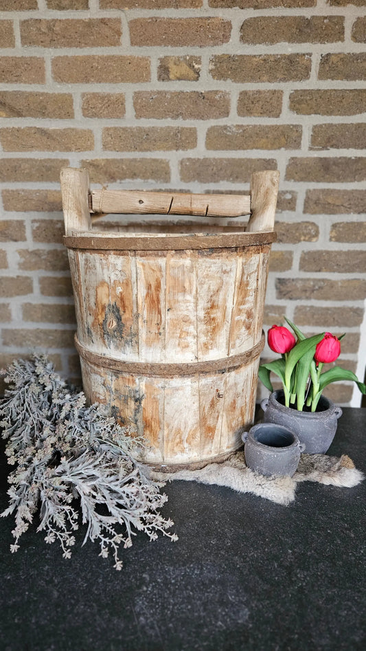 Houten emmer met handvat – houten emmer | Brynxzonline.nl