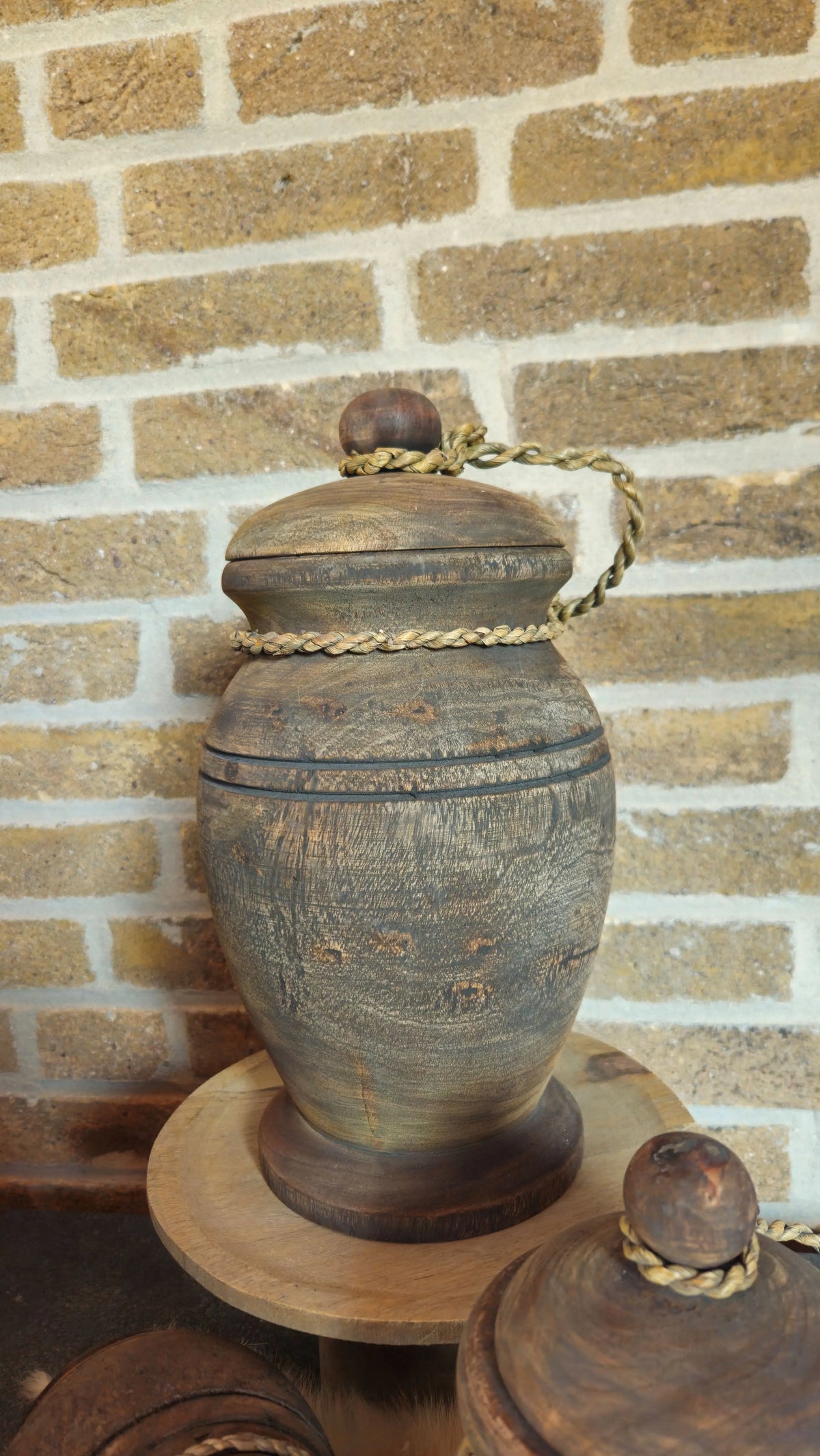 Houten potten met deksel klein – houten decoratie | Brynxzonline.nl