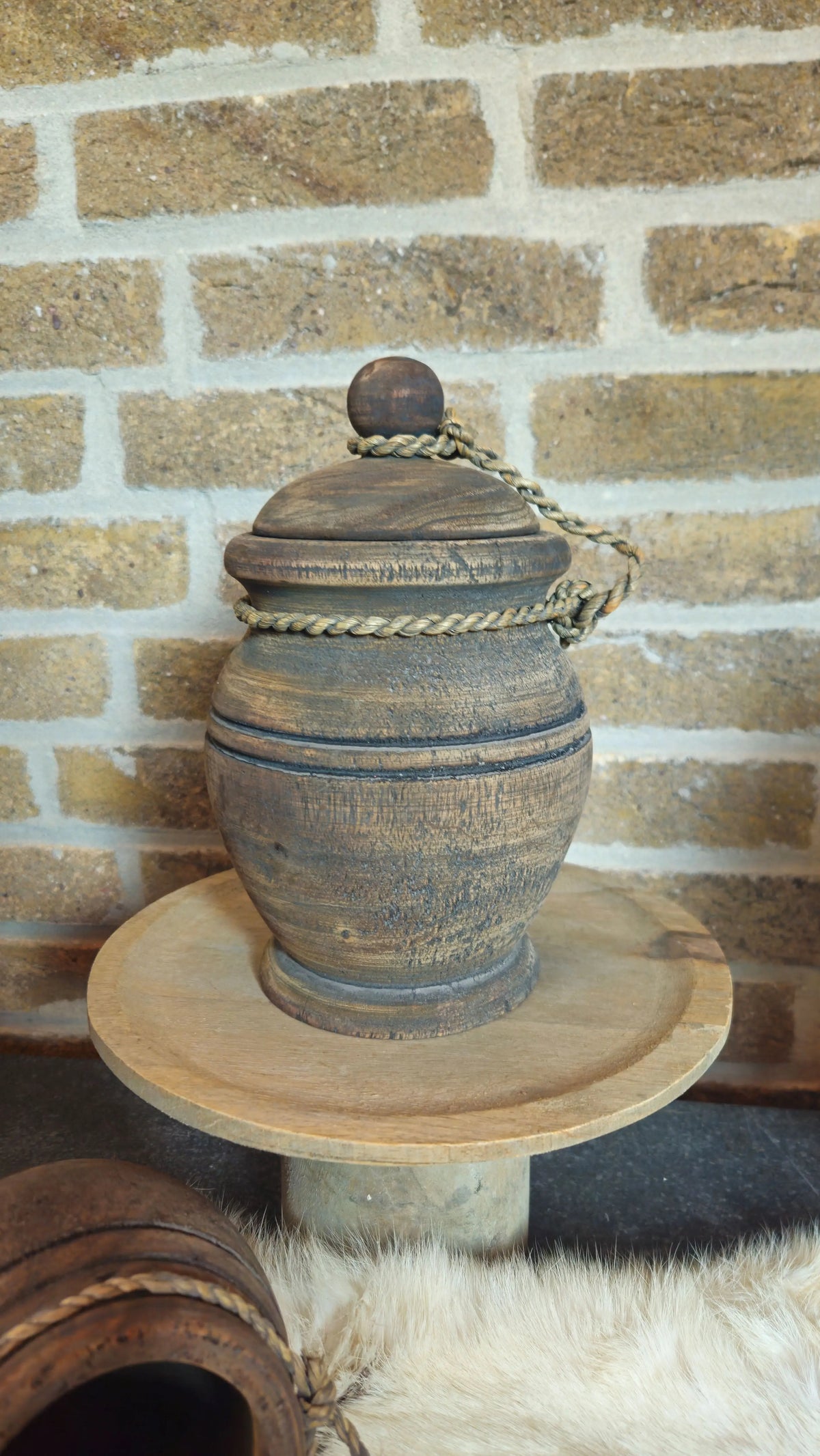 Houten potten met deksel sfeer – houten decoratie | Brynxzonline.nl