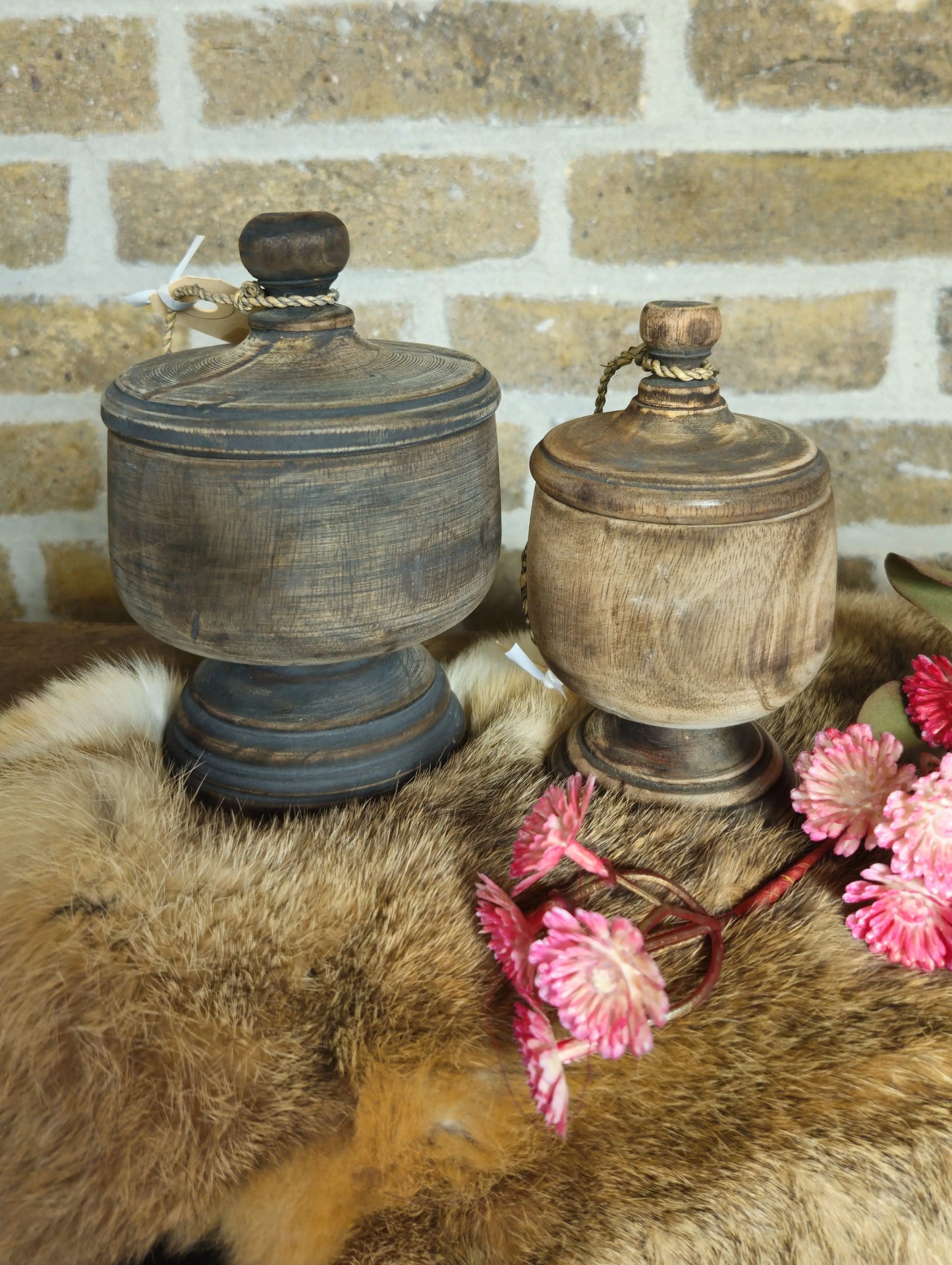 Houten potten met deksel nr 3 – houten decoratie | Brynxzonline.nl
