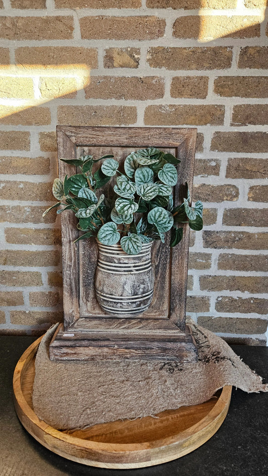 Houten wandbord met zijden bloemen – houten wandbord | Brynxzonline.nl