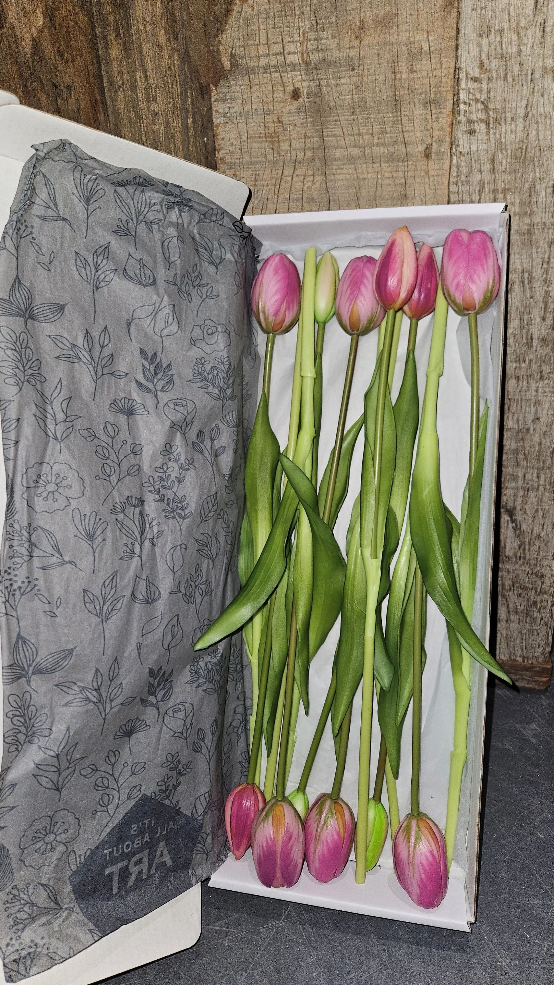 Real Touch Tulpen 40 cm bos van 12 roze detail – kunst tulpen | Brynxzonline.nl