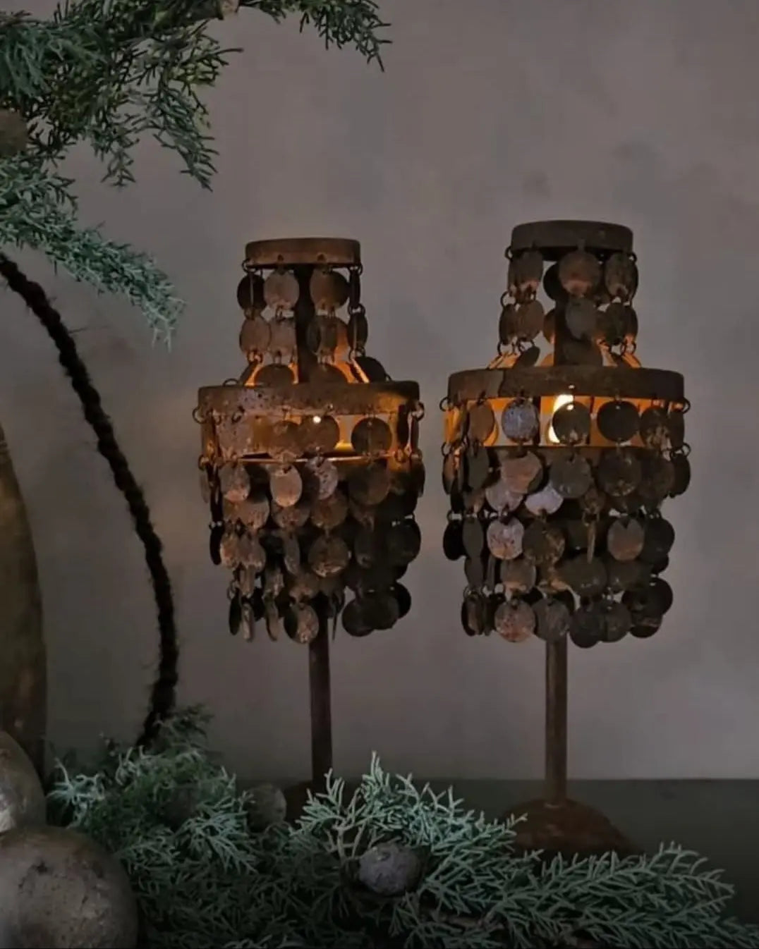 Schijfjes Lamp staand – roest lantaarn | Brynxzonline.nl