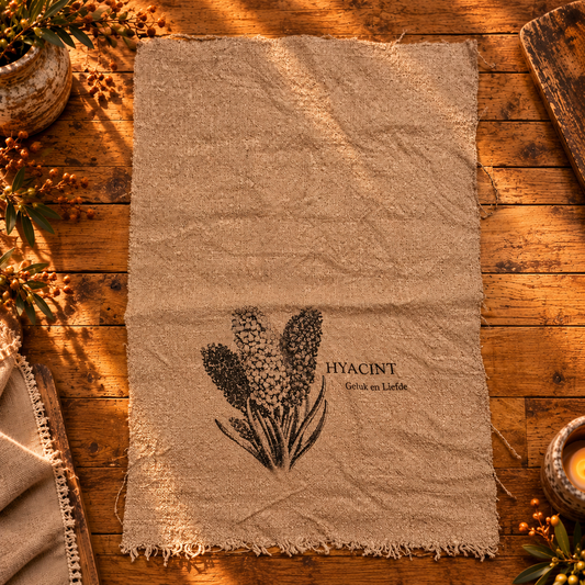 Linnen shabby doek 30 x 45 cm met hyacint