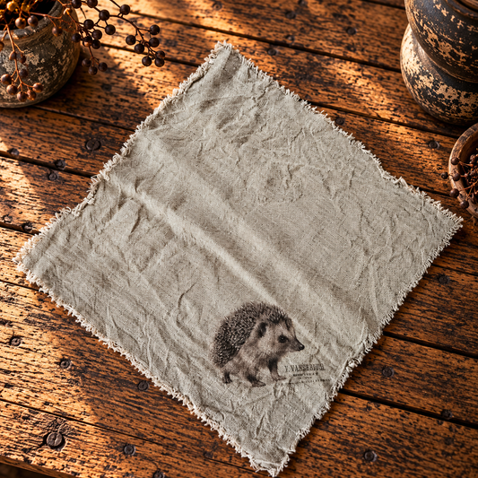 Linnen shabby doek 45 x 45 cm met egel