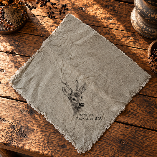 Linnen shabby doek 45 x 45 cm met reekop (schets)