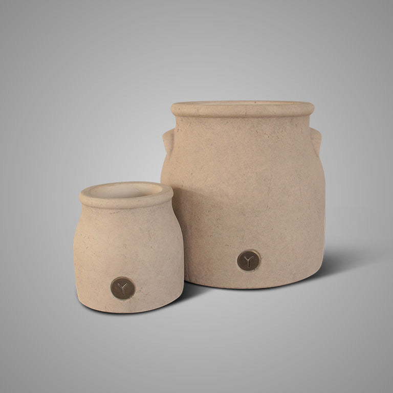 Set of 2 Planters Coulogne Deluxe Majestic Beige D.26-15 H.2